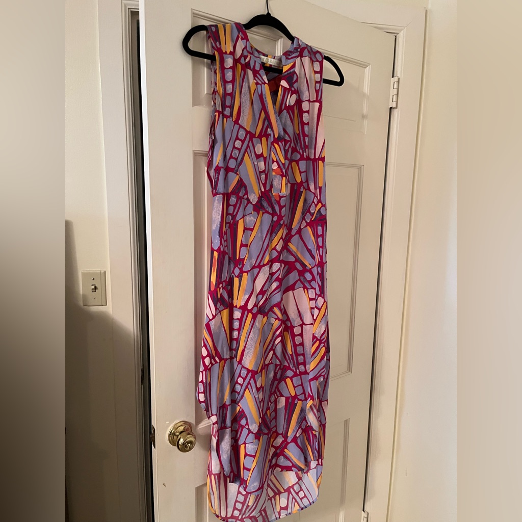 Marie Oliver Vibrant Abstract Silk Midi Dress